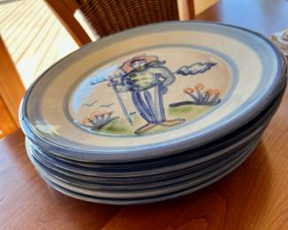 Set of 7 M.A. Hadley Pottery "Mr. Farmer" Snack Plates