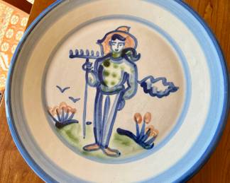 Set of 7 M.A. Hadley Pottery "Mr. Farmer" Snack Plates