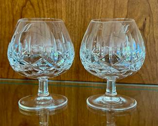 Pair of Waterford Lismore Balloon Brandy Glasses with Monogramed M