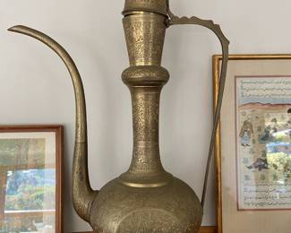 India Etched Brass Ewer Jug