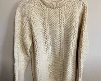 Cream Cable Knit Crewneck Sweater