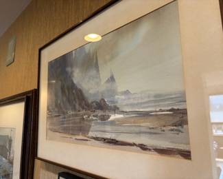Framed & Matted Beach Watercolor by John Fridell