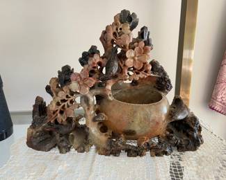Chinese Carved Soapstone Brush Pot