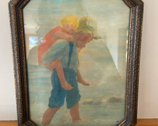 Framed & Matted Vintage "Little Sister" Print