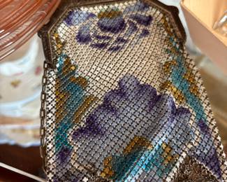 1920s Hand Painted Enameled Mesh Purse