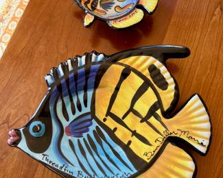 Ben Diller Hand Painted Fish Bowl & Trinket Dish