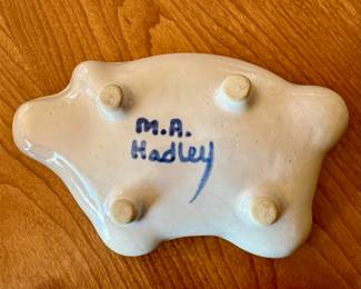 Pair of M.A. Hadley Pottery Pig Shaped Trinket Dishes