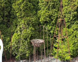 Rustic Metal Plant Trellises, Plant Stand
