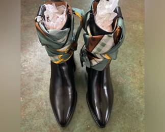Women's Maison Margiela Black Leather Scarf Boot Size 8