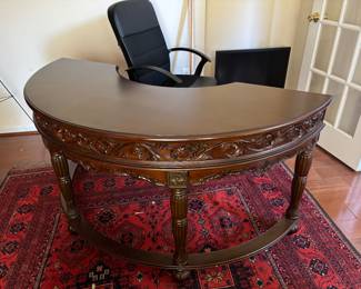 half-moon carved wood desk 