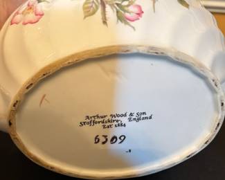 vintage Arthur Wood & Son teapot,  Staffordshire, England, pattern number 6309