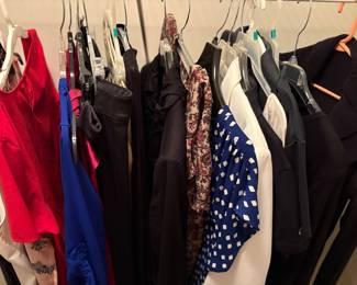 Lots of fashionable clothes, many with tags
