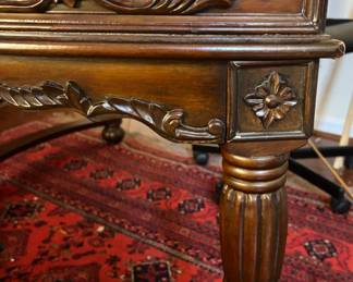 half-moon carved wood desk 