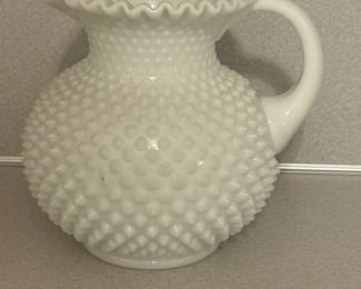 Hobnail milk glass pitcher