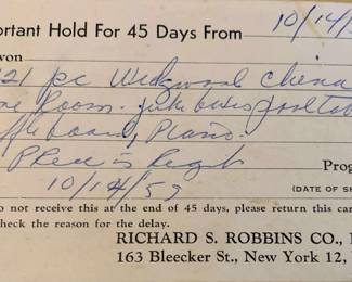Receipt from the winnings from the 1959 Price is Right show.
