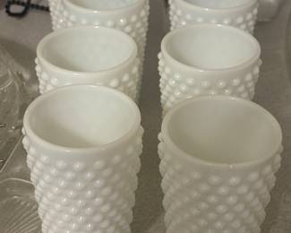 Hobnail milk glass cups