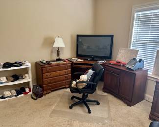 Corner desk and office chair.  2 identical desks 