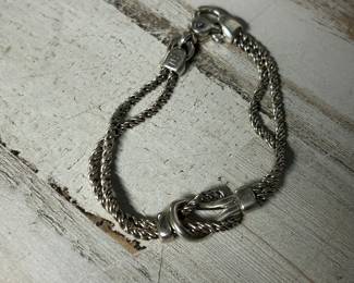 Tiffany & Co. 925 Sterling Silver Italy Double Rope Chain Knot Motif Bracelet – Signed T&Co