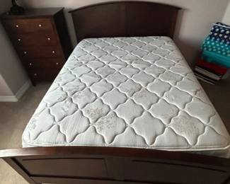 Full Size Wooden Bed Frame with Headboard and Footboard Includes Mattress Solid Wood Bedroom Furniture
