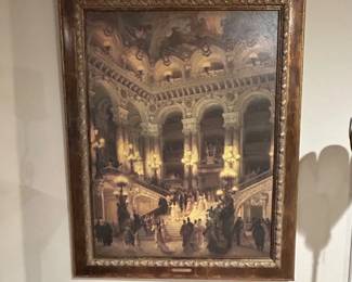 Framed Jean Béraud “Opera House” Print Vintage Parisian Art Reproduction Ornate Gold Frame