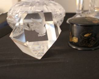Playboy Paperweight and Fish Covered Container
