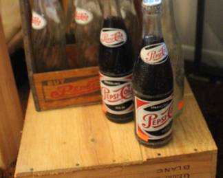 Antique Bottle Carrier & Pepsi Bottles