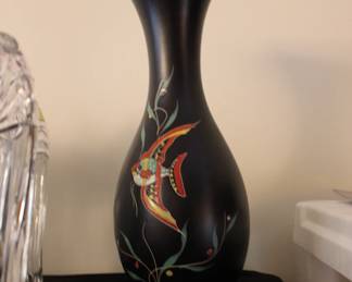 W German Embossed Fish Vase