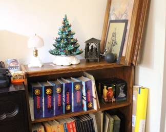 Aircraft Books, Ceramic Tree,Glass Dolphins