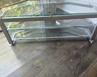 Glass and metal TV stand. 