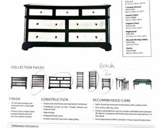 Arhaus Isla bedroom furniture. I am selling the full long dresser featured as well as many of the other dressers on this brochure including small dresser with mirror, chest of drawers, lingerie dresser, and small benches. Also see Arhaus Devereaux King bed and nightstands currently paired with. The finish is antiqued mirror with expresso wood. Buy entire suite or separately. 