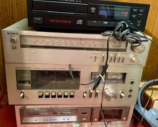 YAMAHA CD PLAYER, SONY ST-242 TUNER, KENWOOD KX-620 CASSETTE DECK, JVC CASSETTE DECK KD-55