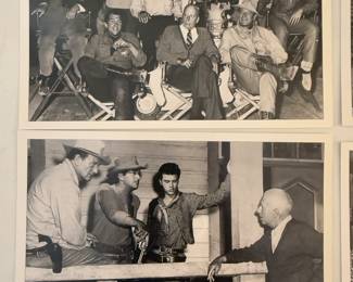 TOP: FILM RIO BRAVO 1959 behind the scenes.                      DIRECTOR HOWARD HAWKS    JOHN WAYNE, DEAN MARTIN AND RICKY MARTIN