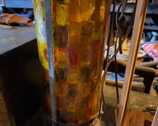 VINTAGE STAINED GLADD HANGING LAMP