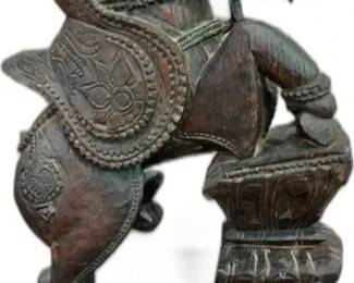 Antique Carved Wooden Horse Sculpture - 24” Tall


