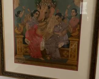 Ravi Varma Ganesha Mixed Media Framed Art




