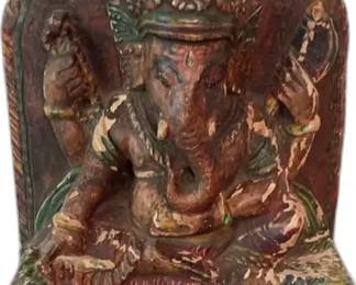 Antique Carved Wooden Ganesha Statue


