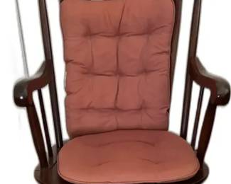 Vintage Nichols & Stone Wooden Rocking Chair with Cushions


