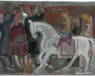 Vintage Indian Painting - Man on Horseback



