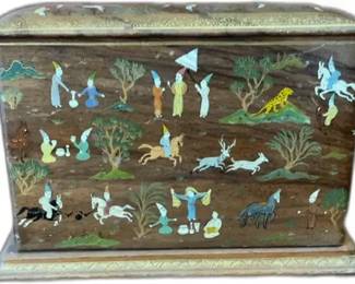 Antique Inlaid Card Wood Box


