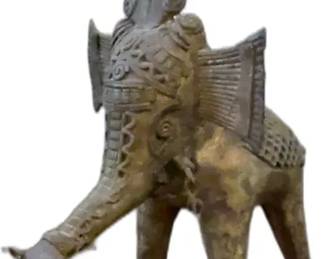 Vintage Tribal India Cast Bronze Dhokra Bastar Elephant - 7” Tall


