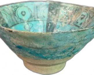 Early Persian (13 Century?) Ceramic Bowl with Turquoise Glaze 


