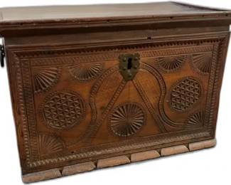 Antique Hand-Carved Wooden Chest - 21” x 13”


