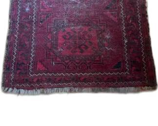 Vintage Hand-Knotted Red Rug


