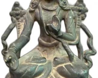 Tibetan Buddhist Deity Lost Wax Sculpture Handmade - 5”
