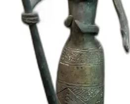 Vintage Bronze African Figure with Mortar and Pestle - 9” Tall


