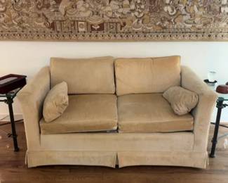 Mid-Century Modern W&J Sloane Beige Velvet Loveseat