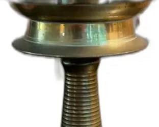 Temple Brass Clay Lamp Stand - 12” Tall