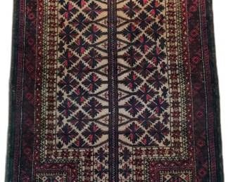 Hand-Knotted Persian Baluch Wool Rug - 30” x 52”


