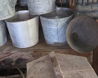 More Antique Buckets and Watercans - Barn 2