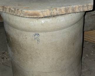 Antique 6 Gallon Crock with Lid - Barn 2
